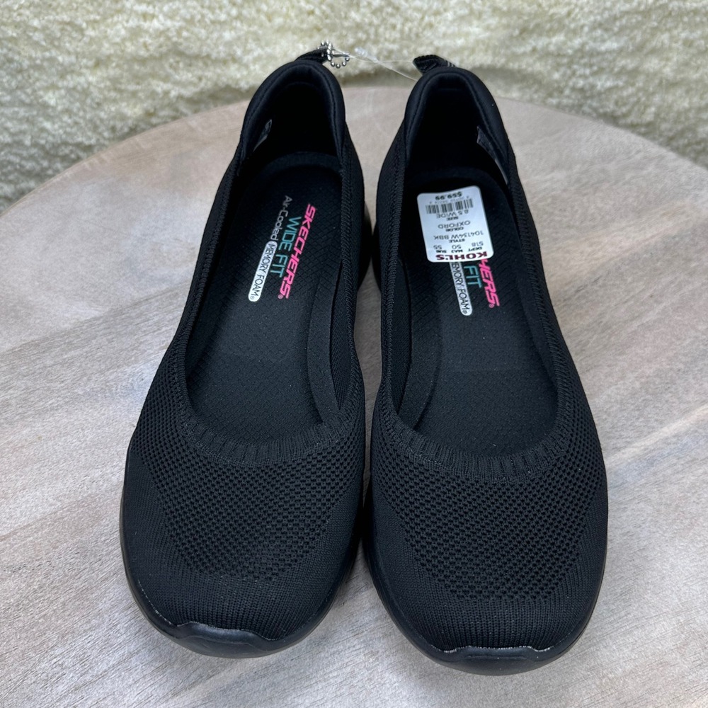 Skechers Stretch Fit Black Knit Slip On Flats 104134W Wide Fit Womens 8.5W - Picture 5 of 11